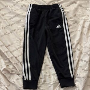 Adidas Kids Black Joggers with White Stripes